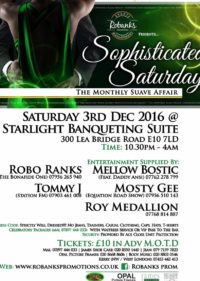 Sophisticated Saturdays starlight east London reggae soul rnb