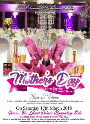 Mothers Day Silver Service 3 Course Dinner Show And Dance. The Elegant And Glamour Affair
