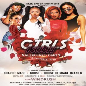 Girls Rush 16 February 2019 - Valentines Party Weekend Reggae